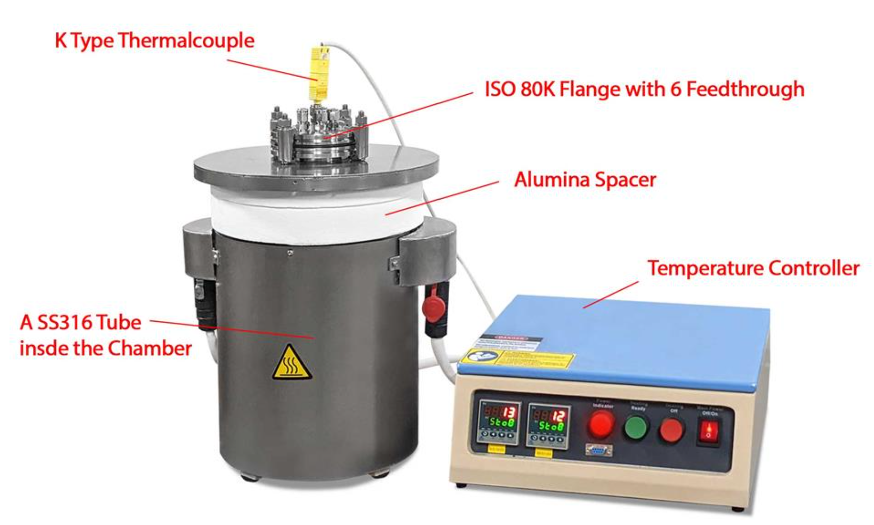 600°C SS316 Alloy Reactor with 6 Feedthroughs for Molten Salt Electrolyze or Battery - VBF-600S